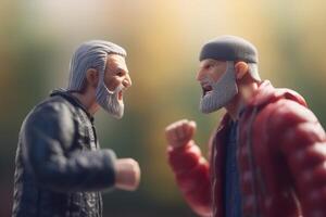 Realistic 3D Rendering of Two Male Cartoon Characters Arguing with Each Other photo