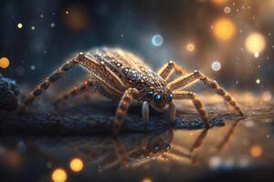 Hyperrealistic Illustration of a Fishing Spider Insect, Close-up View photo