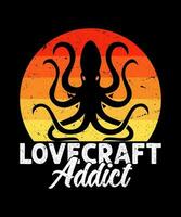 lovecraft adicto pulpo vector camiseta diseño