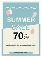 Summer series vector, a vector that shows summer sales promos ranging from 30 to 70. Suitable for store promotion.