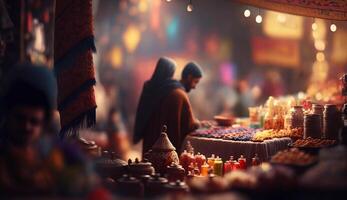 Exploring the vibrant chaos of an Indian bazaar A riot of colors and spices photo