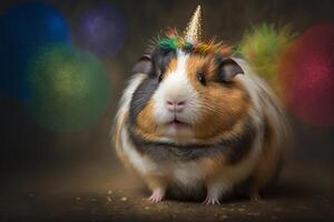 Funny guinea pig celebrates carnival in costume photo