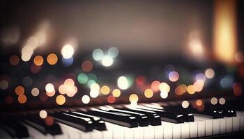 Bokeh Lights and Blurry Colors on Close-up Piano Keys photo