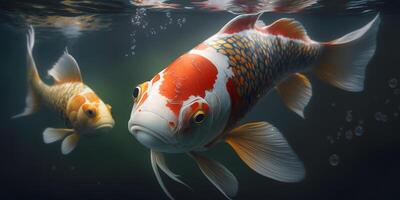 Illustration of koi fish underwater content photo