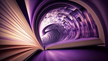 Pages Unbound A Portal to Another Dimension Revealed Through Flying Book Pages photo