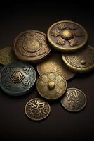 Fortune's Charms Close-Up of Traditional Chinese Lucky Coins photo