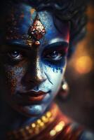 Serene Portrait of Lord Krishna, the God of Love and Compassion photo