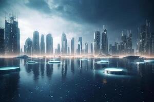 The Floating Metropolis A Vision of the Future AI generated photo