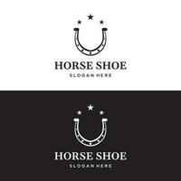 Retro horseshoe logo template for ranch, cowboy,badge. which is isolated on the background. vector