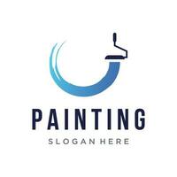 Paint brush and roll logo template creative design for home and city service. vector