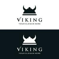 Viking warrior helmet Logo design with simple horned helmet. vector