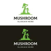 Unique organic mushroom farm creative logo template design with modern concept.Vector illustration. vector