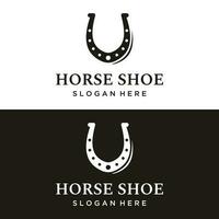 Retro horseshoe logo template for ranch, cowboy,badge. which is isolated on the background. vector