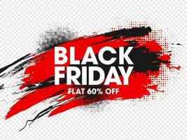 Black Friday Text with Discount Offer and Brush Stroke Halftone Effect. vector