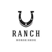 Retro horseshoe logo template for ranch, cowboy,badge. which is isolated on the background. vector