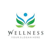 Wellness natural abstract logo template design with unique natural person and leaf concept with creative idea.Logo for business, health, meditation, relaxation. vector