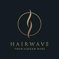 Luxury and beautiful hair wave abstract Logo design.Logo for business, salon, beauty, hairdresser, care. vector