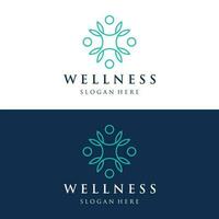 Wellness natural abstract logo template design with unique natural person and leaf concept with creative idea.Logo for business, health, meditation, relaxation. vector