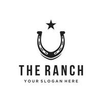 Retro horseshoe logo template for ranch, cowboy,badge. which is isolated on the background. vector