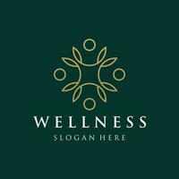 Wellness natural abstract logo template design with unique natural person and leaf concept with creative idea.Logo for business, health, meditation, relaxation. vector