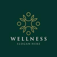 Wellness natural abstract logo template design with unique natural person and leaf concept with creative idea.Logo for business, health, meditation, relaxation. vector