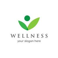 Wellness natural abstract logo template design with unique natural person and leaf concept with creative idea.Logo for business, health, meditation, relaxation. vector