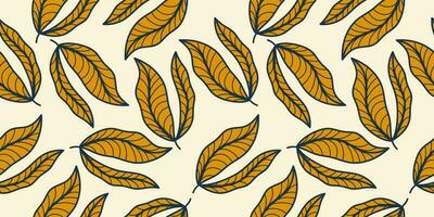 Orange Leaf Pattern in Vintage Style. Hand Drawn Seamless Floral Pattern for Fashion, Wallpaper, Wrapping Paper, Background, Fabric, Textile, Apparel, and Card Design vector