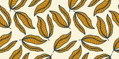 Orange Leaf Pattern in Vintage Style. Hand Drawn Seamless Floral Pattern for Fashion, Wallpaper, Wrapping Paper, Background, Fabric, Textile, Apparel, and Card Design vector