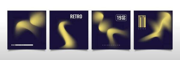 Set of Abstract Gradient Cover or Poster Design with Futuristic Retro Style. Blurred Fluid Background vector