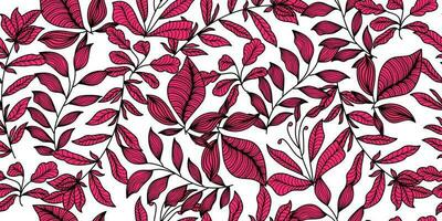 Hand Drawn Red Flower Pattern with Vintage Style. Seamless Floral Pattern vector