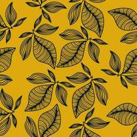 Exotic Seamless Floral Pattern with Line Style. Hand Drawn Flower Motif for Fashion, Wallpaper, Wrapping Paper, Background, Fabric, Textile, Apparel, and Card Design vector