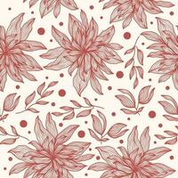 Red Dahlia Flower Pattern with Hand Drawn Style. Seamless Flower Pattern for Fashion, Wallpaper, Wrapping Paper, Background, Print, Fabric, Textile, Apparel, and Card Design vector