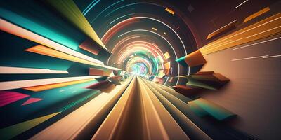 Warping Through Dimensions Abstract Representation of a Time Tunnel Leading to a Portal photo