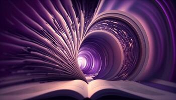 Pages Unbound A Portal to Another Dimension Revealed Through Flying Book Pages photo