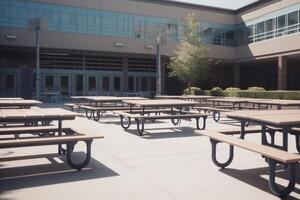 solitario silencio un vacío alto colegio patio de recreo ai generado foto