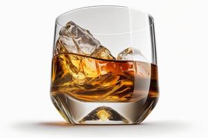 bebiendo en whisky un vaso de whisky y hielo en blanco aislado antecedentes ai generado foto