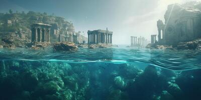 The Mystical Sunken City A Half-Submerged View of Atlantis in Crystal Blue Waters photo