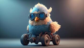 Cool Chicken Racer Revving Up in a Tuned Toy Car photo