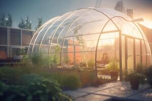 Intelligent Farming AI-Powered Greenhouse Concept Illustration photo