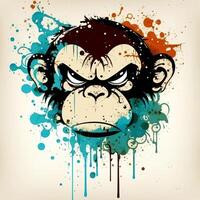 Furious Primate A Graffiti-Style Angry Ape Head Splattered with Paint photo