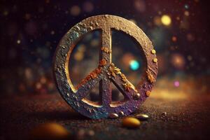 Groovy Hippie Artwork Featuring a Vibrant Peace Sign photo