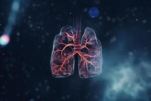 orgánico 3d ilustración de oxígeno intercambiar en el humano pulmón ai generado foto