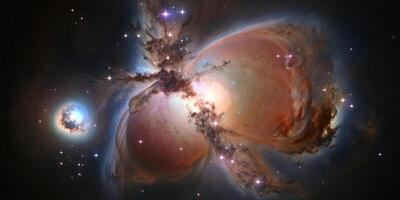espectacular ver de el Orión nebulosa en vívido colores y intrincado detalles ai generado foto