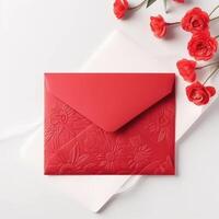 Envelope with Red Roses. photo