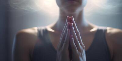 Finding Peace Within Woman Meditating in Cross-Legged Yoga Pose photo