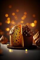 Traditional Italian Panettone Cake with Candied Fruits photo