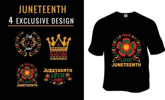 Juneteenth, Black History Month, black freedom T-shirt Design Bundle.Ready to print for apparel, poster, and illustration. Modern, simple, lettering. vector