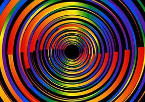 Abstract geometric rainbow circular on black background. vector