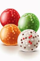 Vibrant Yuanxiao Rice Balls Against White Background photo