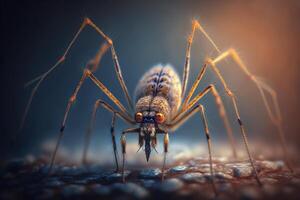 Híper realista ilustración de un cosechador araña, de cerca ver ai generado foto